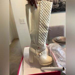 BRAND NEW Off-white faux leather boots